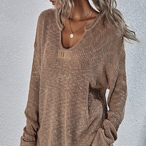 NEW MISS SPARKLING OVERSIZED SWEATER SM-XL tunic bohemian western SEXY gray - Picture 4 of 5